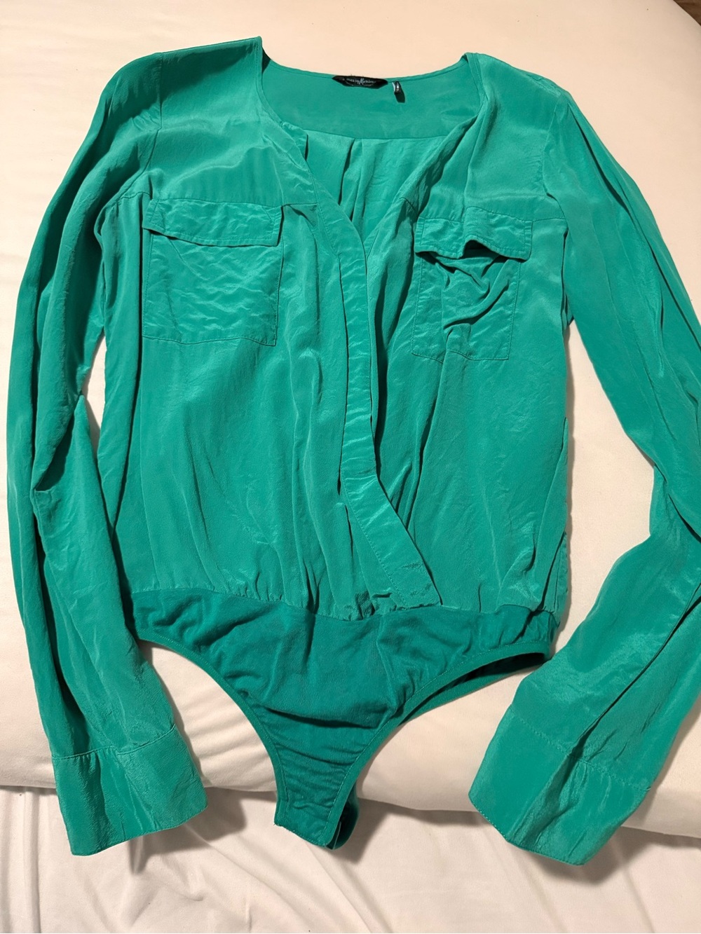 Guess by Marciano Green Teal Long-Sleeve One-Piece Bodysuit